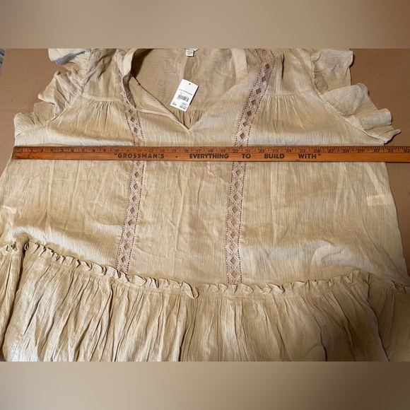 Cato Women’s Plus Summer Beach Swim Coverup Tan High-Low Hem Short Sleeve 26/28 - Picture 11 of 14